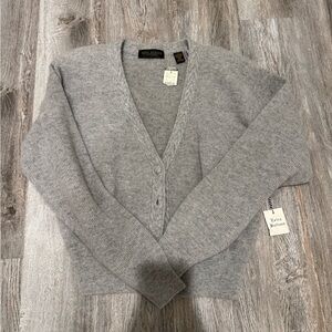 VTG NWT Dana Brooke Lambswool Gray Cardigan Sweater